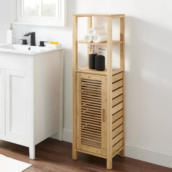 Bathroom Furniture-Kirkland's Home Sumter Bamboo Shelves And Cabinet