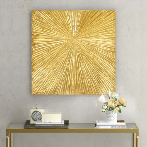 Wall Plaques-Kirkland's Home Sunburst Abstract Wall Plaque Gold