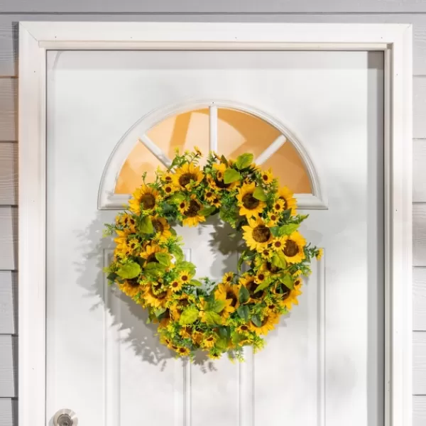 Wreaths-Kirkland's Home Sunflower Abundance Wreath Yellow/Brown/Green