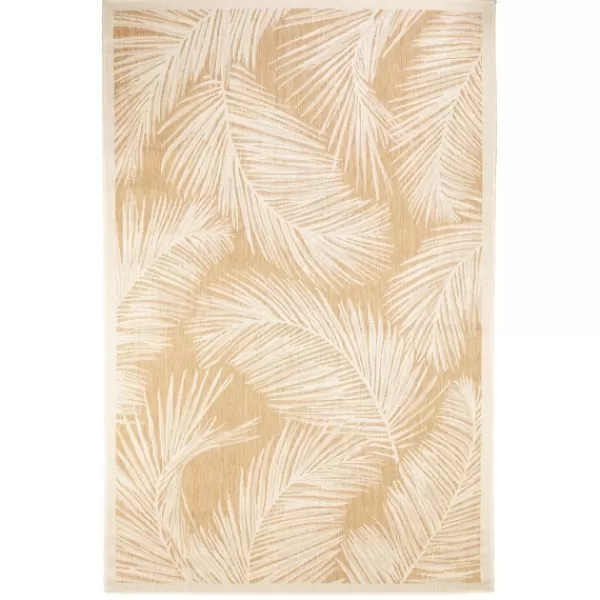 Outdoor Rugs-Kirkland's Home Sunlight Palm Leaves Outdoor Area Rug, 6X9 Yellow/White