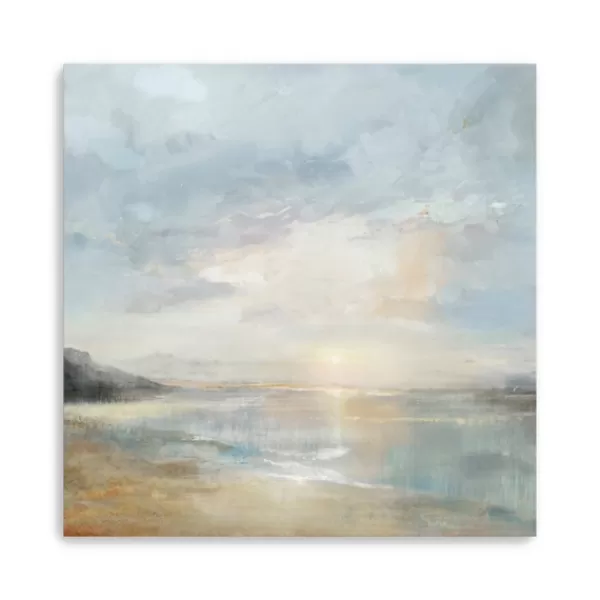 Canvas Art-Kirkland's Home Sunset Over The Ocean Canvas Art Print Blue/White/Tan