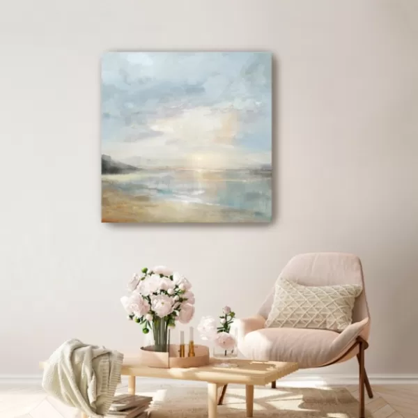 Canvas Art-Kirkland's Home Sunset Over The Ocean Canvas Art Print Blue/White/Tan