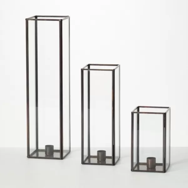 Candle Holders-Kirkland's Home Tall Frame 3-Pc. Tapered Candle Holder Set Black