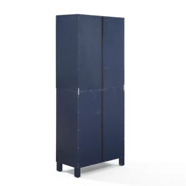 Cabinets & Sideboards-Kirkland's Home Tall Navy Triangle 4-Door Wood Cabinet Blue