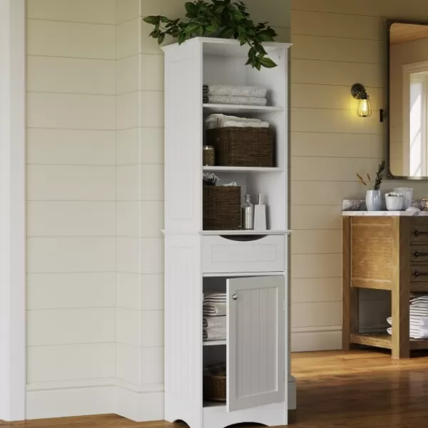 Cabinets & Sideboards-Kirkland's Home Tall Open Shelves Cabinet White