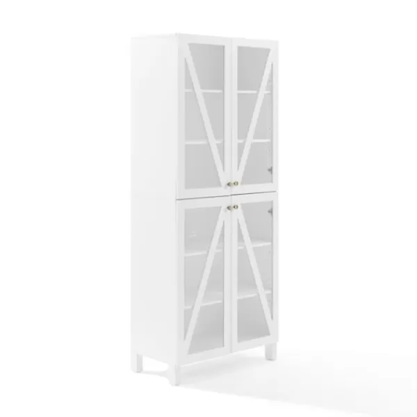 Cabinets & Sideboards-Kirkland's Home Tall Triangle 4-Door Wood Cabinet White