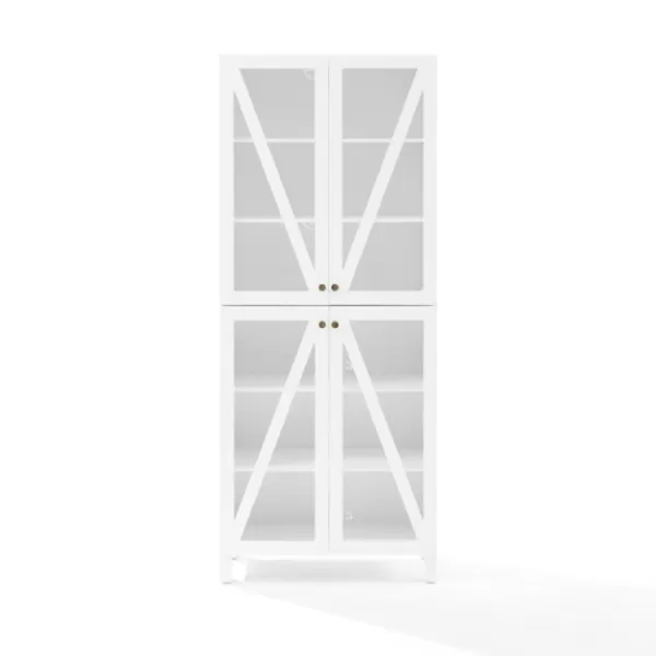 Cabinets & Sideboards-Kirkland's Home Tall Triangle 4-Door Wood Cabinet White