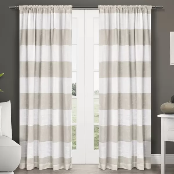 Curtains & Drapes-Kirkland's Home Tan Deena Curtain Panel Set, 84 In. Tan/Ivory