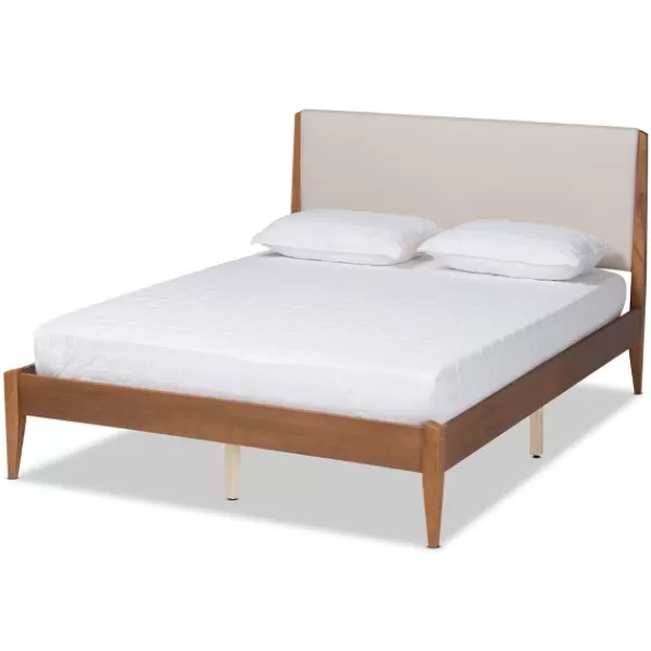 Beds & Headboards-Kirkland's Home Tan Upholstered Classic Wood Full Platform Bed Tan/Brown