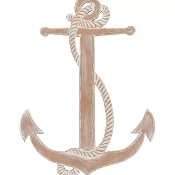 Wall Plaques-Kirkland's Home Tan Wooden Anchor Plaque Tan/White