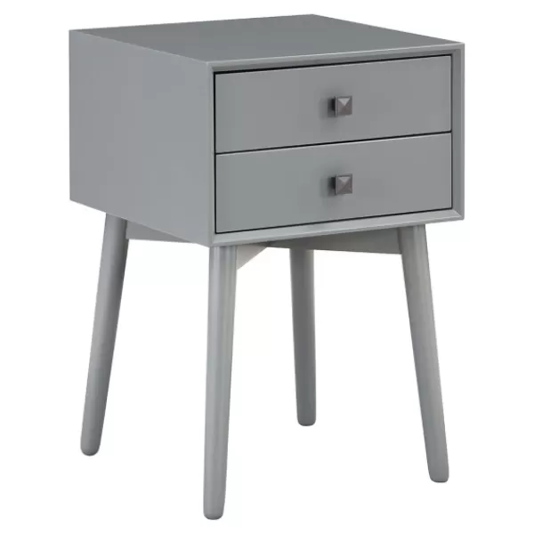 Nightstands-Kirkland's Home Tapered 2-Drawer Nightstand Gray