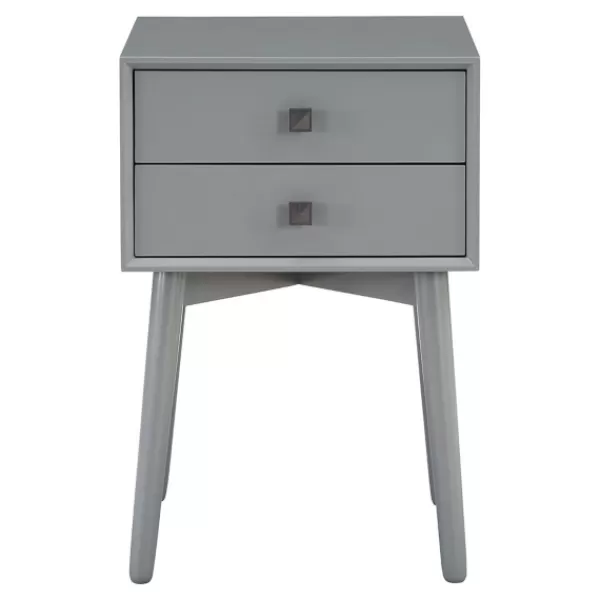 Nightstands-Kirkland's Home Tapered 2-Drawer Nightstand Gray