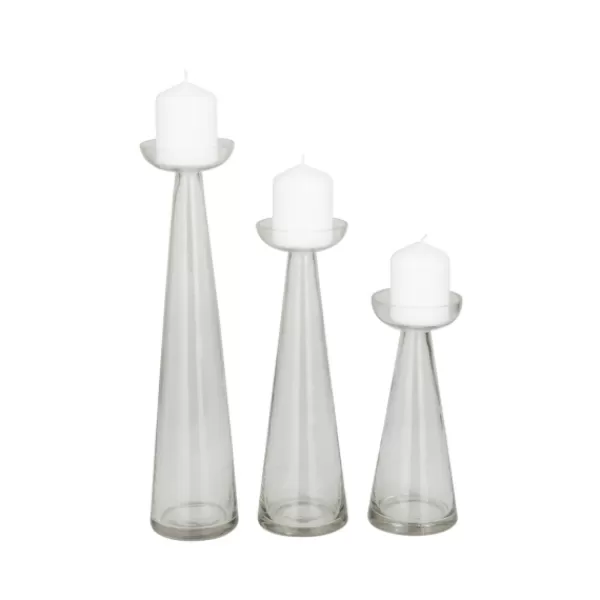 Candle Holders-Kirkland's Home Tapered Glass Pillar Candle Holders, Set Of 3 Clear