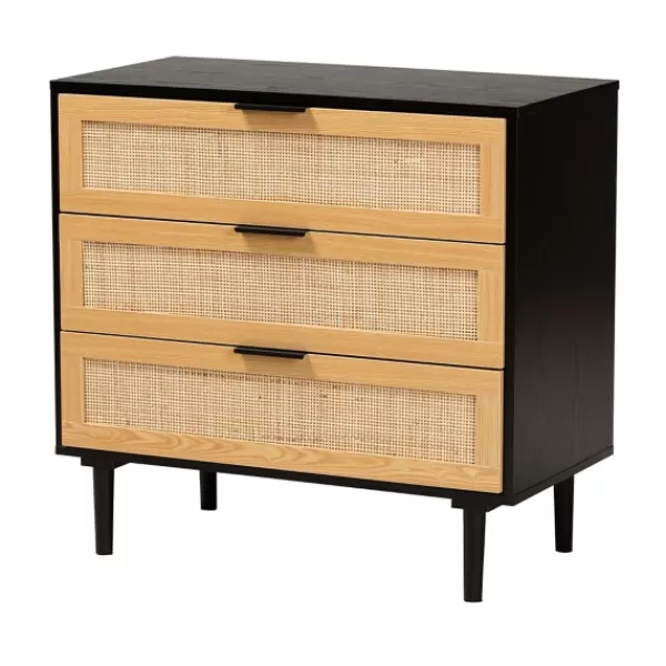 Dressers & Chests-Kirkland's Home Tara Two-Tone Espresso Rattan Dresser