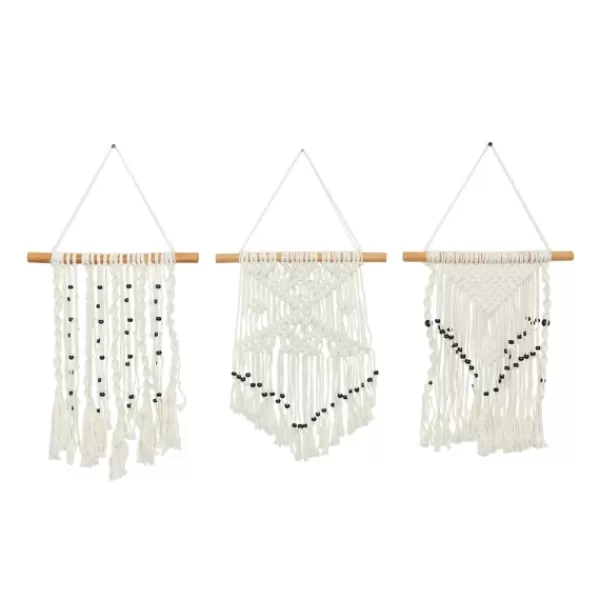 Wall Plaques-Kirkland's Home Tasseled Macrame Wall Hangings, Set Of 3 White