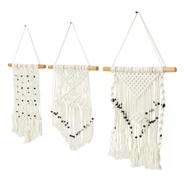 Wall Plaques-Kirkland's Home Tasseled Macrame Wall Hangings, Set Of 3 White