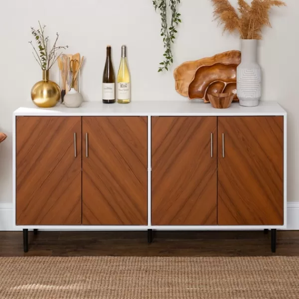 Tv Stands & Media Consoles-Kirkland's Home Teak And White Chevron Door Tv Stand Brown