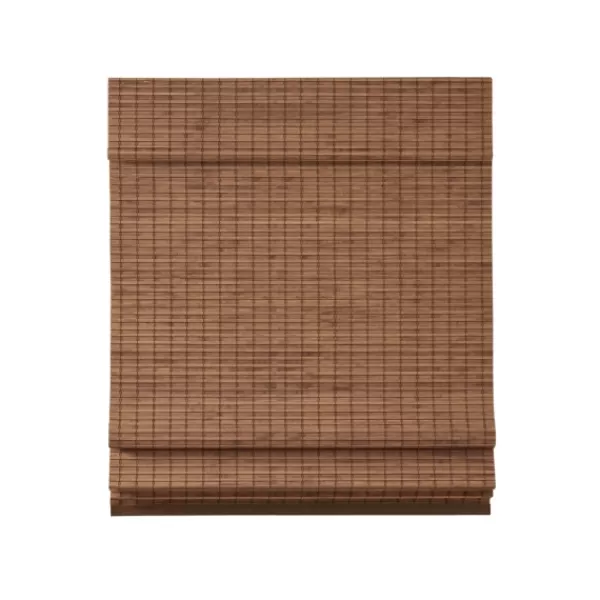 Curtains & Drapes-Kirkland's Home Teak Bamboo Light Filtering Roman Shade, 27 In. Brown