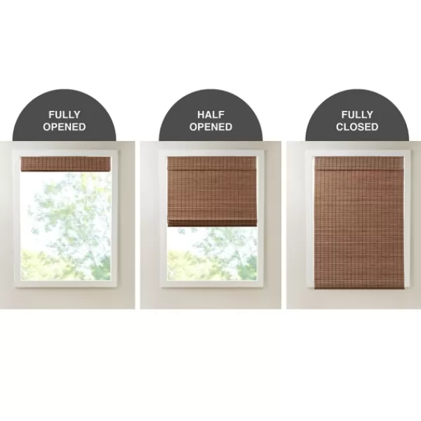 Curtains & Drapes-Kirkland's Home Teak Bamboo Light Filtering Roman Shade, 27 In. Brown