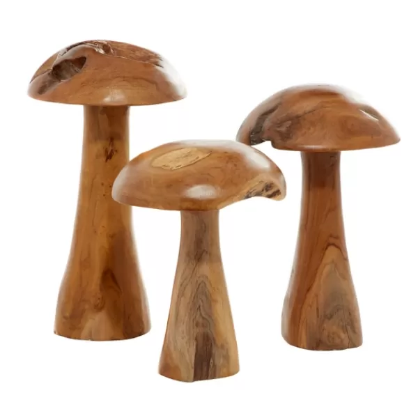 Statues & Figurines-Kirkland's Home Teakwood Mushroom 3-Pc. Sculpture Set Brown