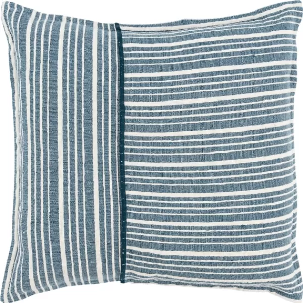 Pillows-Kirkland's Home Teal And Ivory Directional Stripes Pillow Blue/Ivory