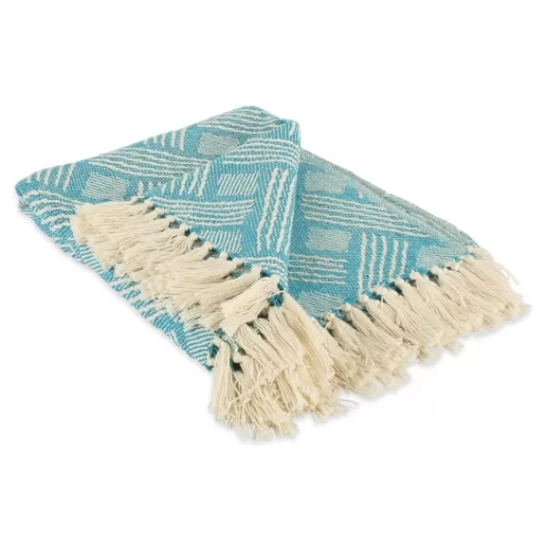 Blankets & Throws-Kirkland's Home Teal Basket Weave Throw Blue