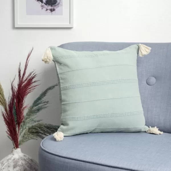 Pillows-Kirkland's Home Teal Dobby Loomed Pillow Blue