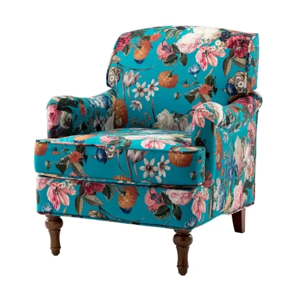 Accent Chairs-Kirkland's Home Teal Floral Classic Accent Chair Blue/Multi