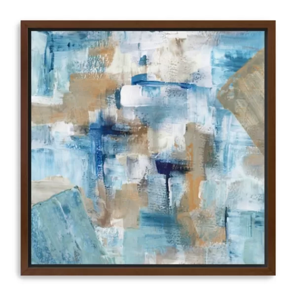 Framed Art-Kirkland's Home Teal Infusion Framed Canvas Art Print White/Blue/Brown