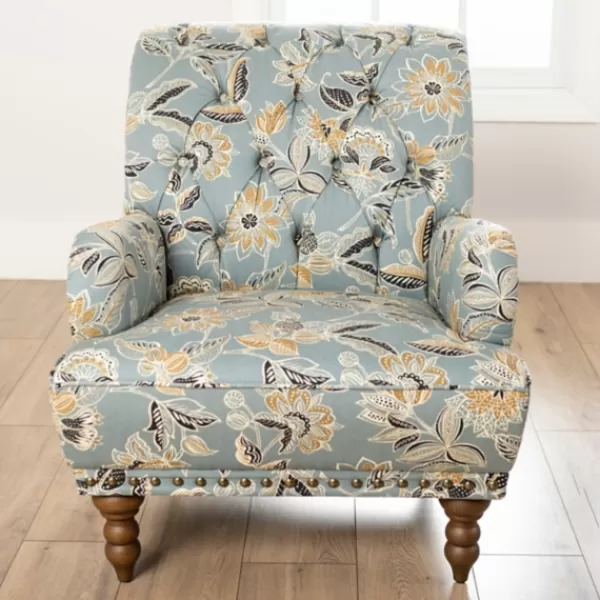 Accent Chairs-Kirkland's Home Teal Rebecca Tufted Accent Chair Blue