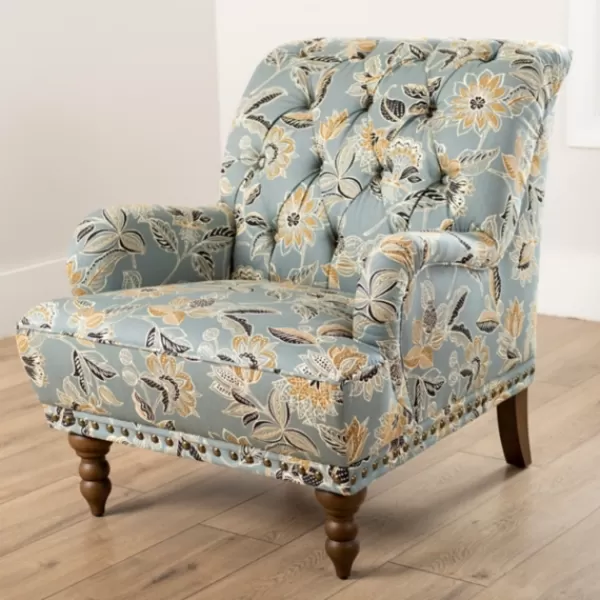 Accent Chairs-Kirkland's Home Teal Rebecca Tufted Accent Chair Blue