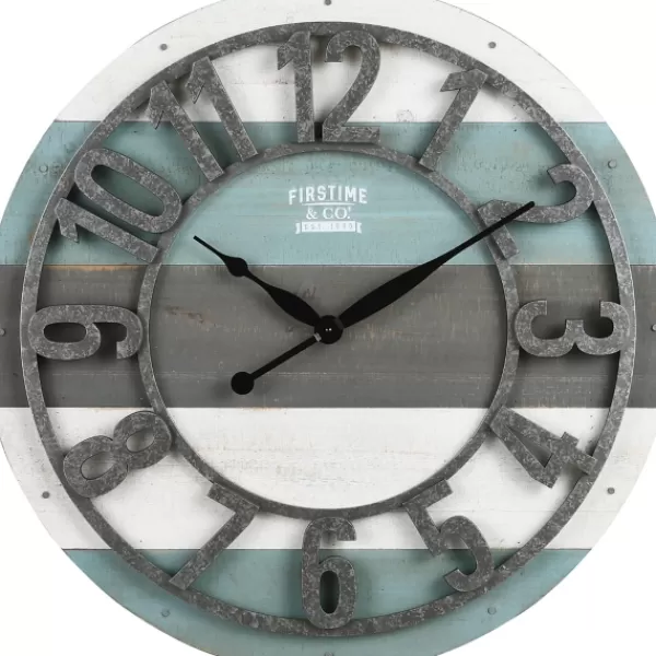 Clocks-Kirkland's Home Teal Wood Plank Wall Clock Blue