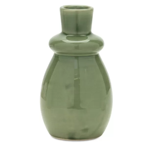 Vases-Kirkland's Home Terracotta Bottle Vases, Set Of 2 Green