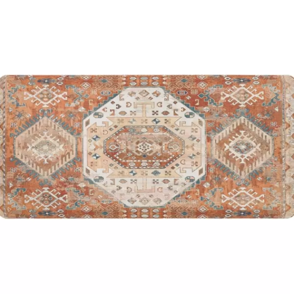 Kitchen & Floor Mats-Kirkland's Home Terracotta Medallion Cushioned Kitchen Mat Orange