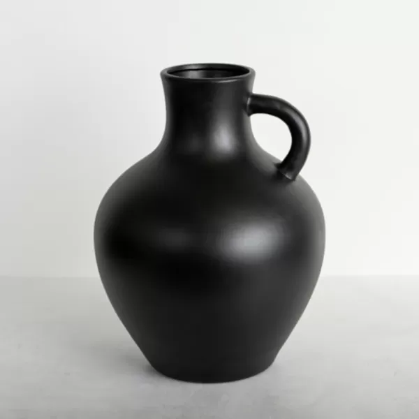 Vases-Kirkland's Home Terracotta Pitcher Vase, 13 In. Black