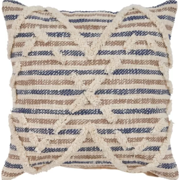 Pillows-Kirkland's Home Textured Blue Stripe Pillow Ivory/Blue