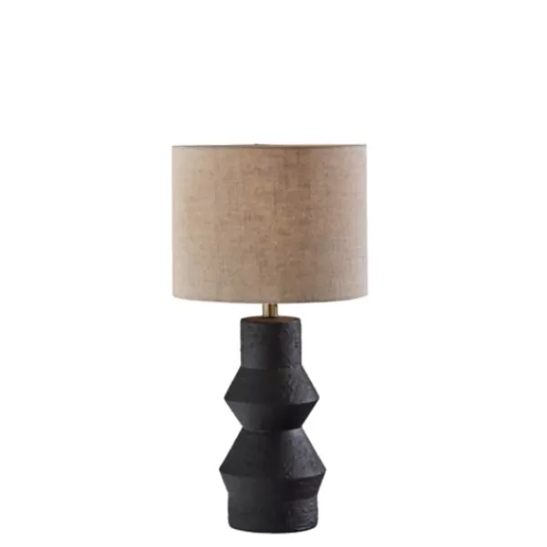 Table Lamps-Kirkland's Home Textured Ceramic Geometric Table Lamp Black