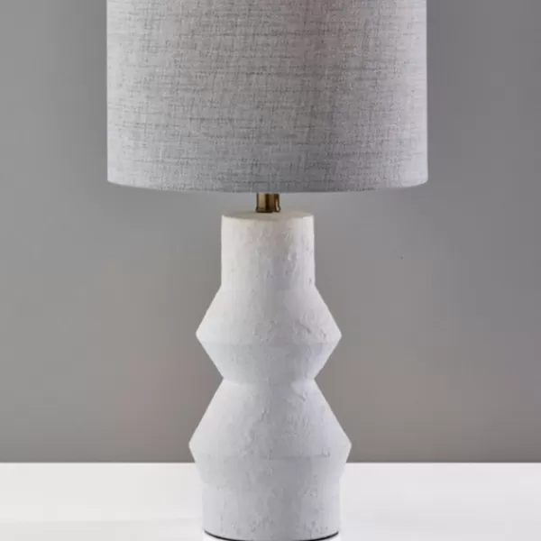 Table Lamps-Kirkland's Home Textured Ceramic Geometric Table Lamp White