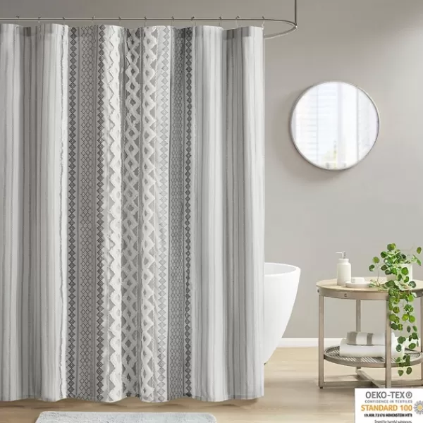 Shower Curtains-Kirkland's Home Textured Chenille Shower Curtain Gray