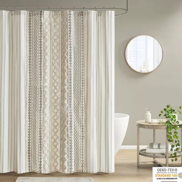 Shower Curtains-Kirkland's Home Textured Chenille Shower Curtain Ivory