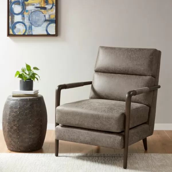 Accent Chairs-Kirkland's Home Textured Faux Leather Accent Chair Brown