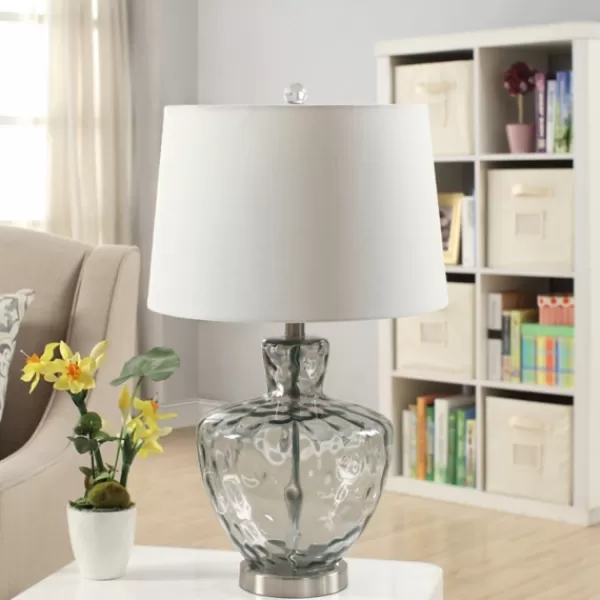 Table Lamps-Kirkland's Home Textured Glass And Metal Jug Table Lamp Ivory