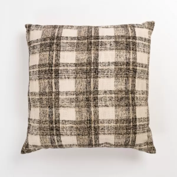 Pillows-Kirkland's Home Textured Gray And White Plaid Pillow Gray/White