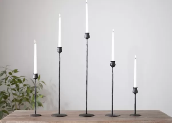 Candle Holders-Kirkland's Home Textured Taper Candle Holder, 12 In. Black