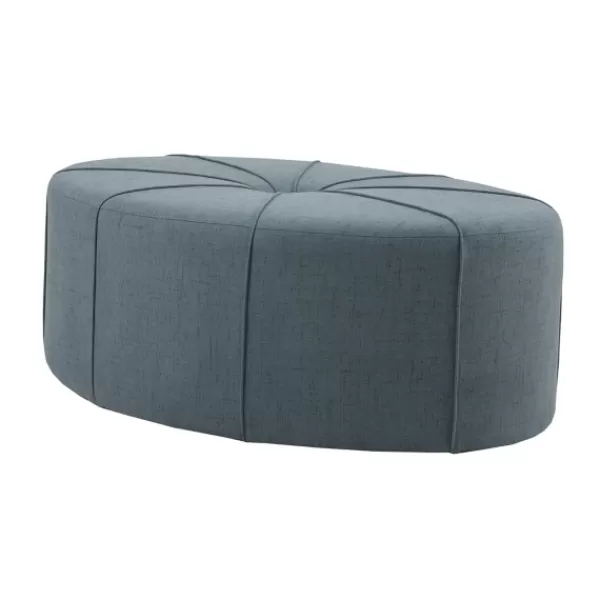 Benches & Ottomans-Kirkland's Home Thick Welting Center Button Oval Ottoman Blue