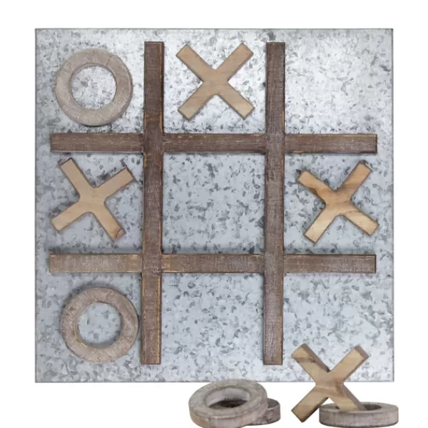 Memo & Chalkboards-Kirkland's Home Tic Tac Toe Wood And Metal Magnetic Memo Board Brown/Silver