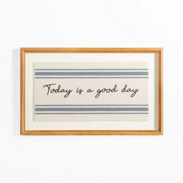 Wall Quotes & Signs-Kirkland's Home Today Is A Good Day Striped Wall Plaque Ivory/Blue/Black