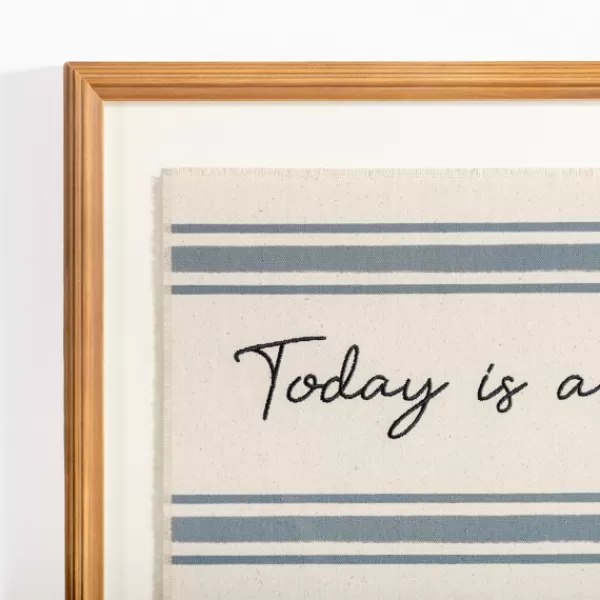 Wall Quotes & Signs-Kirkland's Home Today Is A Good Day Striped Wall Plaque Ivory/Blue/Black