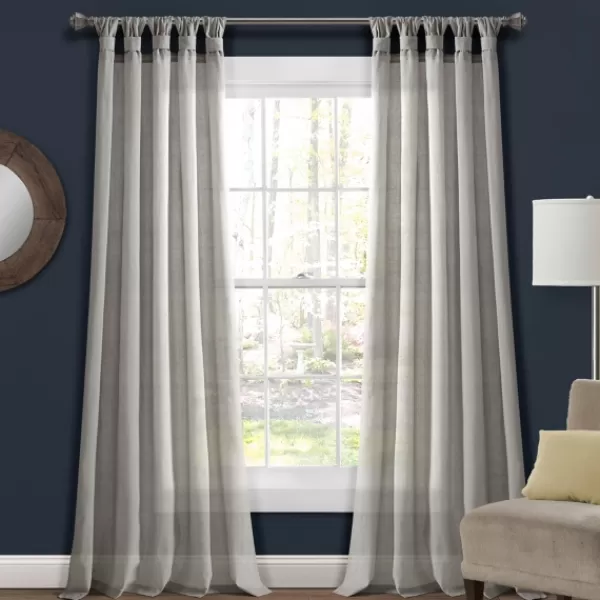 Curtains & Drapes-Kirkland's Home Top Knotted Burlap Curtain Panel Set, 84 In. Gray