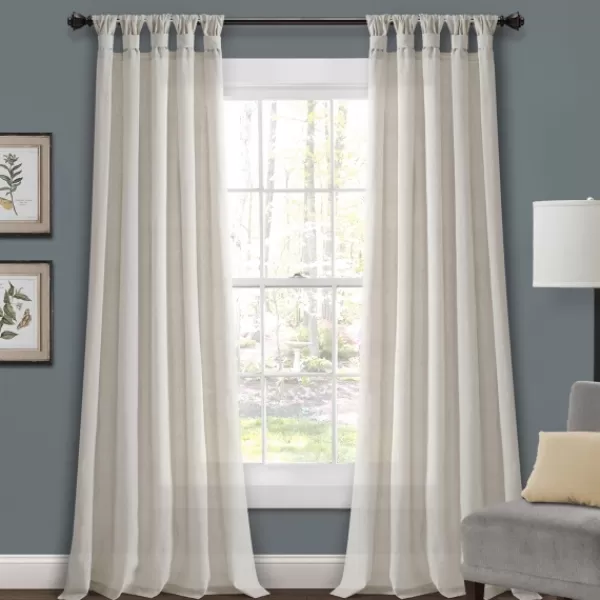 Curtains & Drapes-Kirkland's Home Top Knotted Burlap Curtain Panel Set, 95 In. Ivory